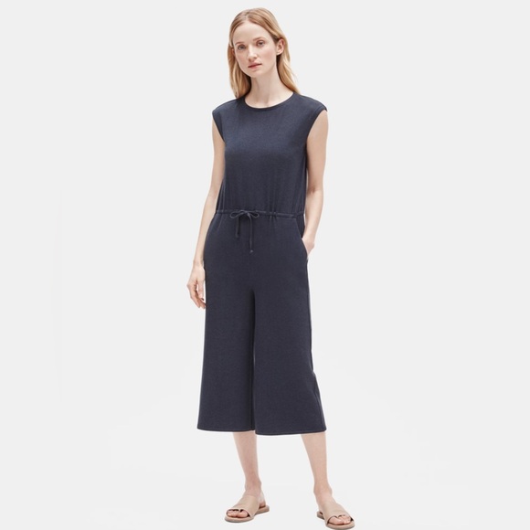 Eileen Fisher NWT Tencel Rib Cropped Jumpsuit - Picture 2 of 7